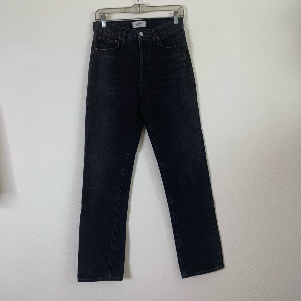 Agolde Womens black Lana button fly straight jeans 25